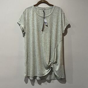 Mod-o-doc Shirt‎ Women's XL Green V-Neck Short Sleeve Ruched Soft Comfy Von Maur